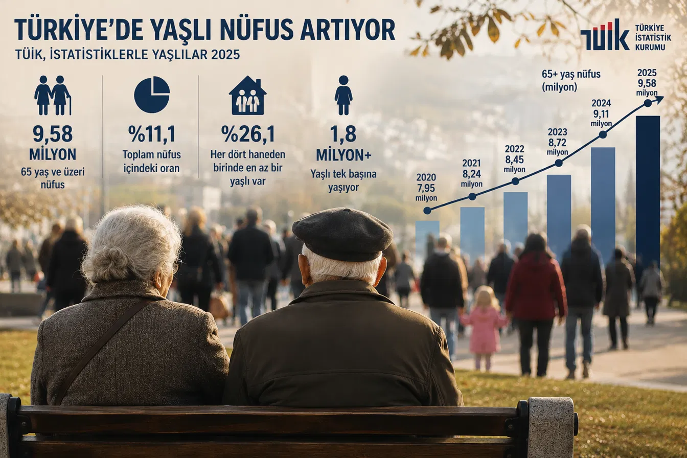 TÜİK Açıkladı: Yaşlı Nüfus 9,6 Milyona Ulaştı — 1,8 Milyon Yaşlı Tek Başına Yaşıyor